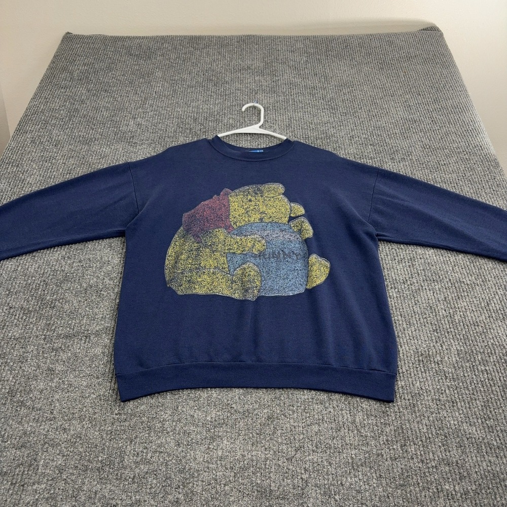 Vintage Winnie the Pooh Sweatshirt Navy Blue Cotton Blend Graphic 90s Streetwear